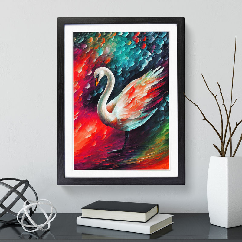 Portrait Of A Swan No.1 - Single Picture Frame Painting, Black Framed, 64cm H x 46cm W x 2cm D