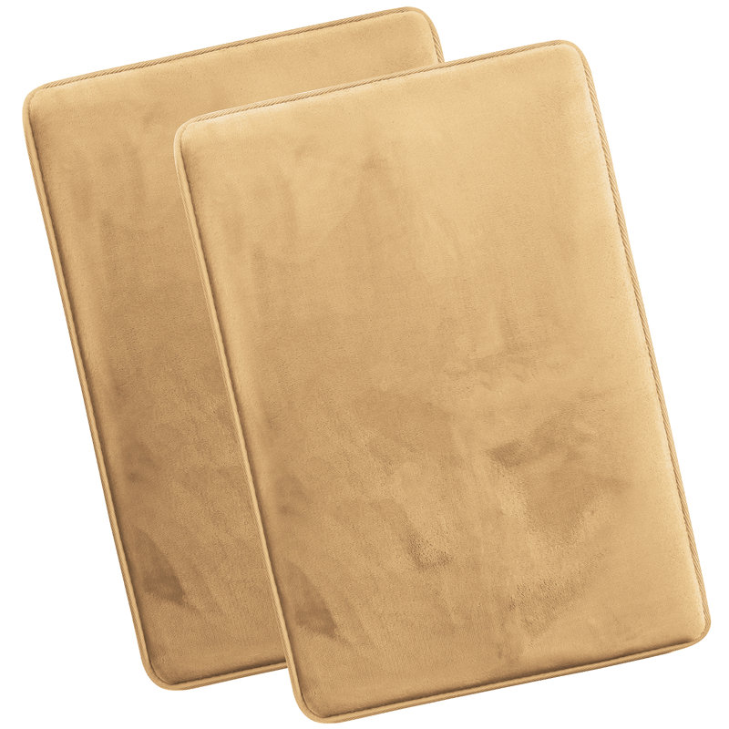 Steph Luxury Ultra Soft and Absorbent Memory Foam Bath Rug Set with Non-Slip Backing, Large: 20"W x 34"L, Camel