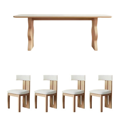 Ensemble de table de salle à manger à pieds ondulés en pierre frittée
