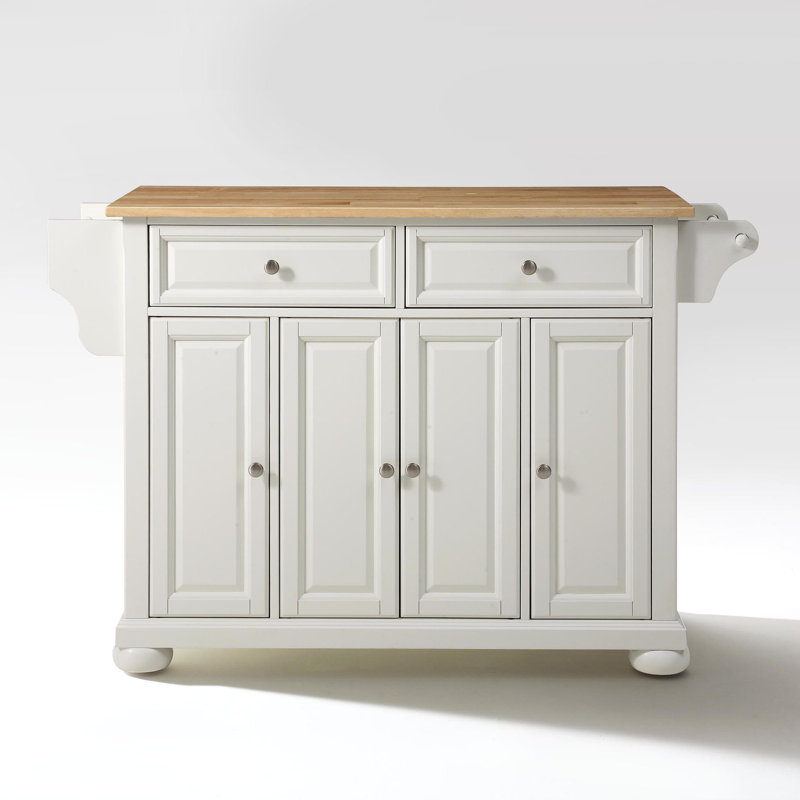 Monty Solid Wood Top Kitchen Island, White