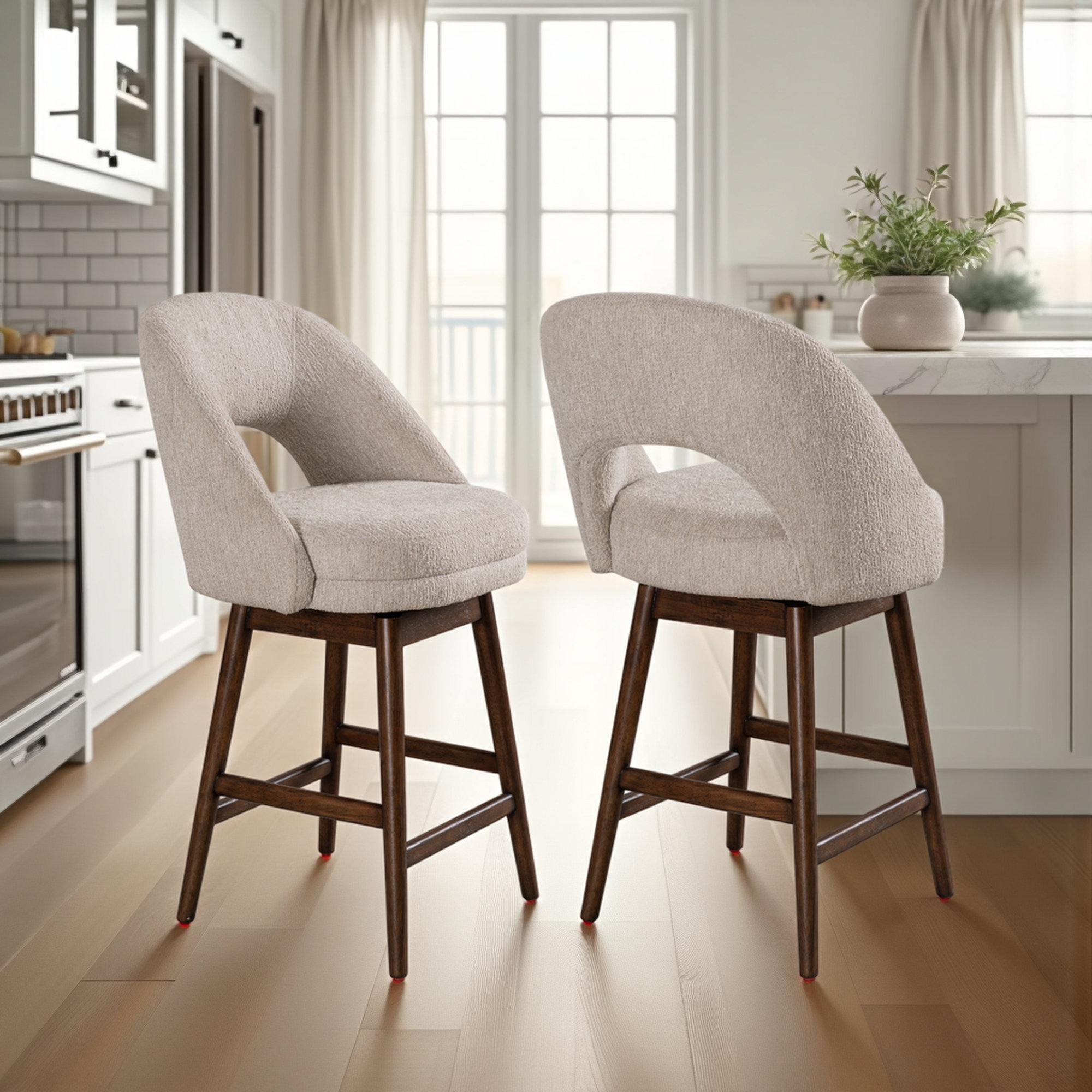 Corrigan Studio Cy Solid Wood Upholstered Counter Height Or Bar Height ...