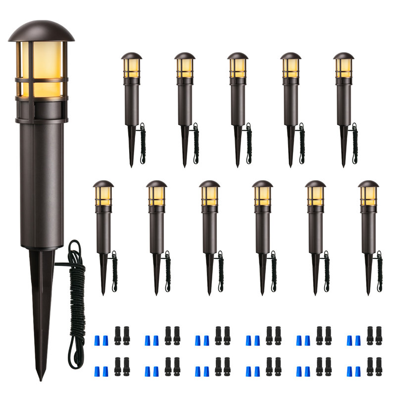 12 lumières de sentier à DEL 12PK, éclairage de paysage à basse tension pour jardin extérieur, chemin, cour - imperméable, garantie de 5 ans