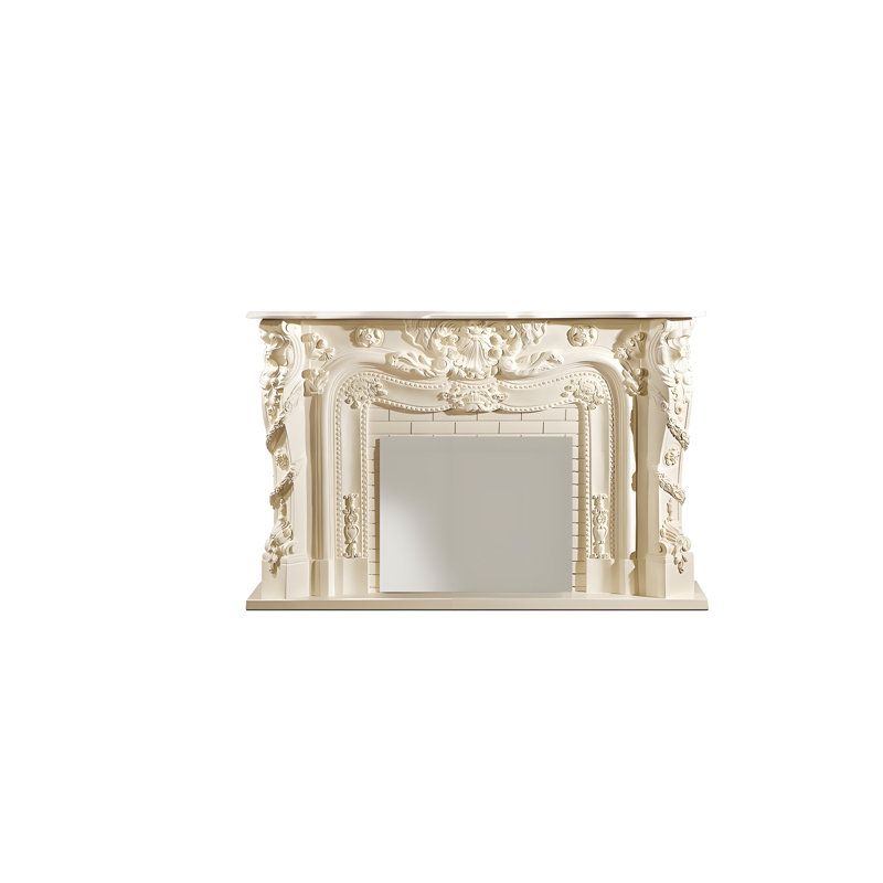 73.23"White Solid Wood Fireplace Mantel, White
