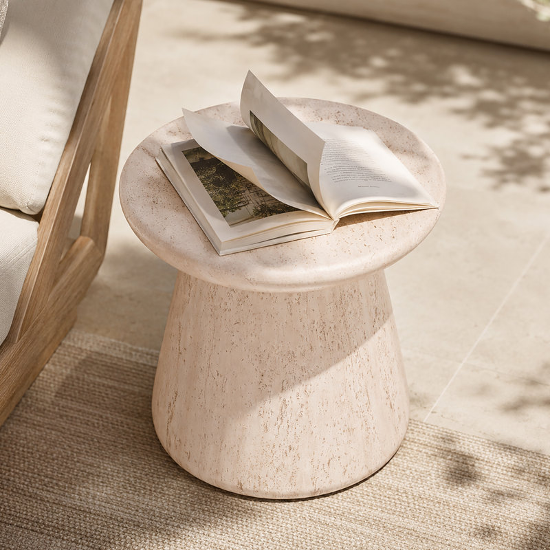Table d'appoint ronde extérieure en imitation pierre
