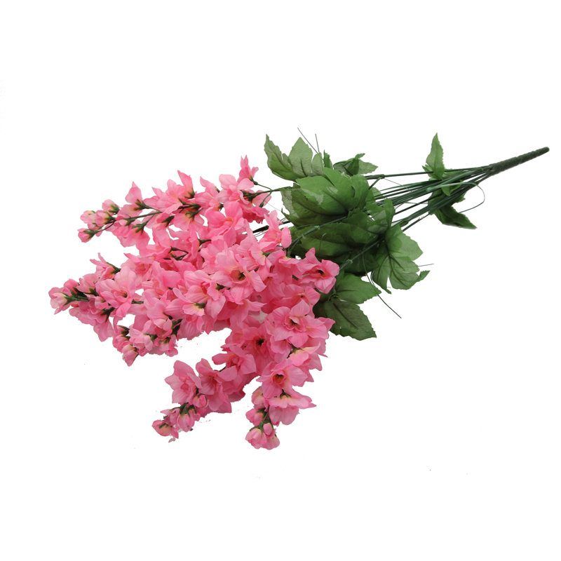 Ensemble de delphiniums à fleurs à fleurs entièrement artificiel 7 tiges, Rose