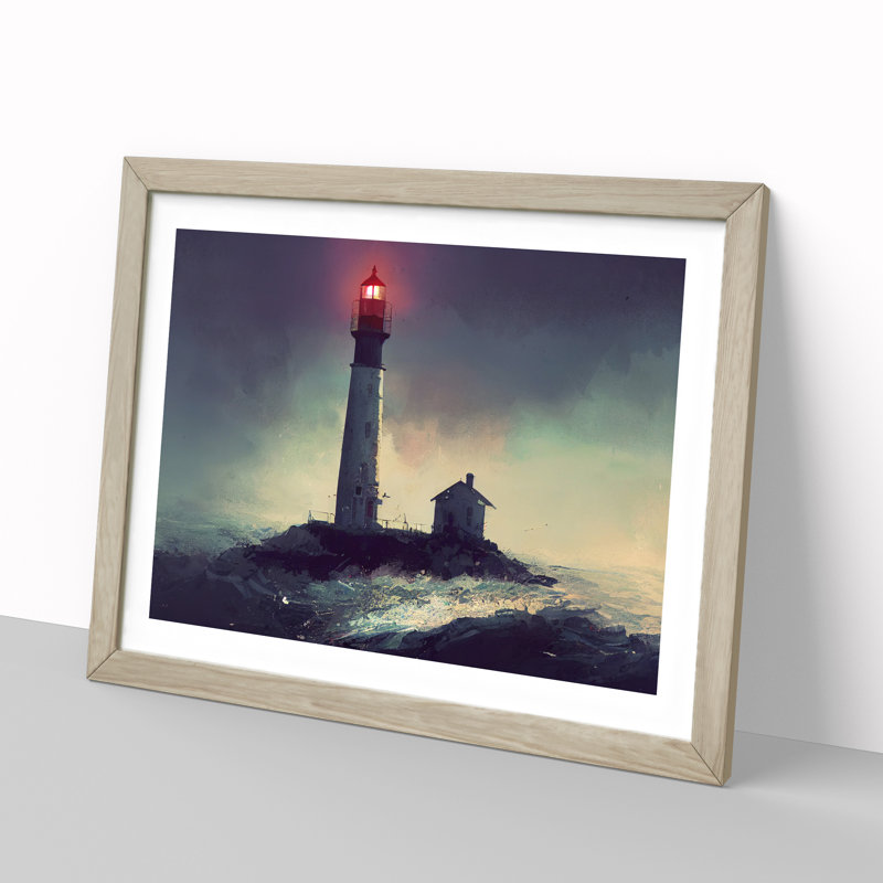 Victorious Lighthouse - Framed Print, 34cm H x 46cm W x 2cm D, Oak