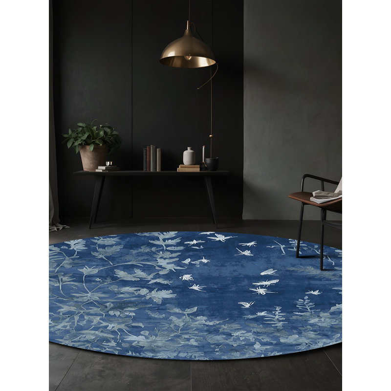 Machine Washable Gray Area Rug, Round 6'