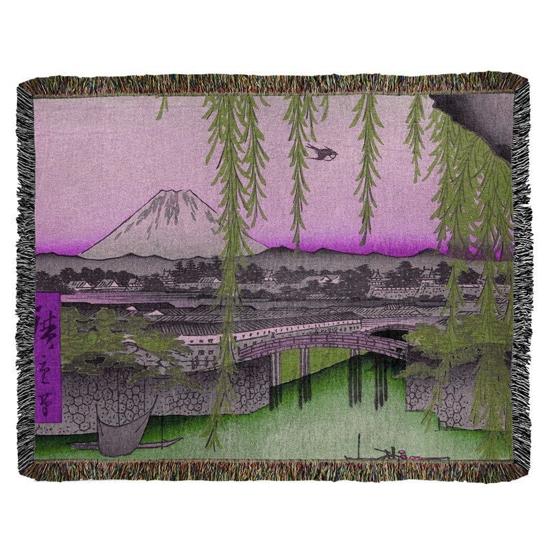 Utagawa Hiroshige Hand Woven Throw Blanket, Pink