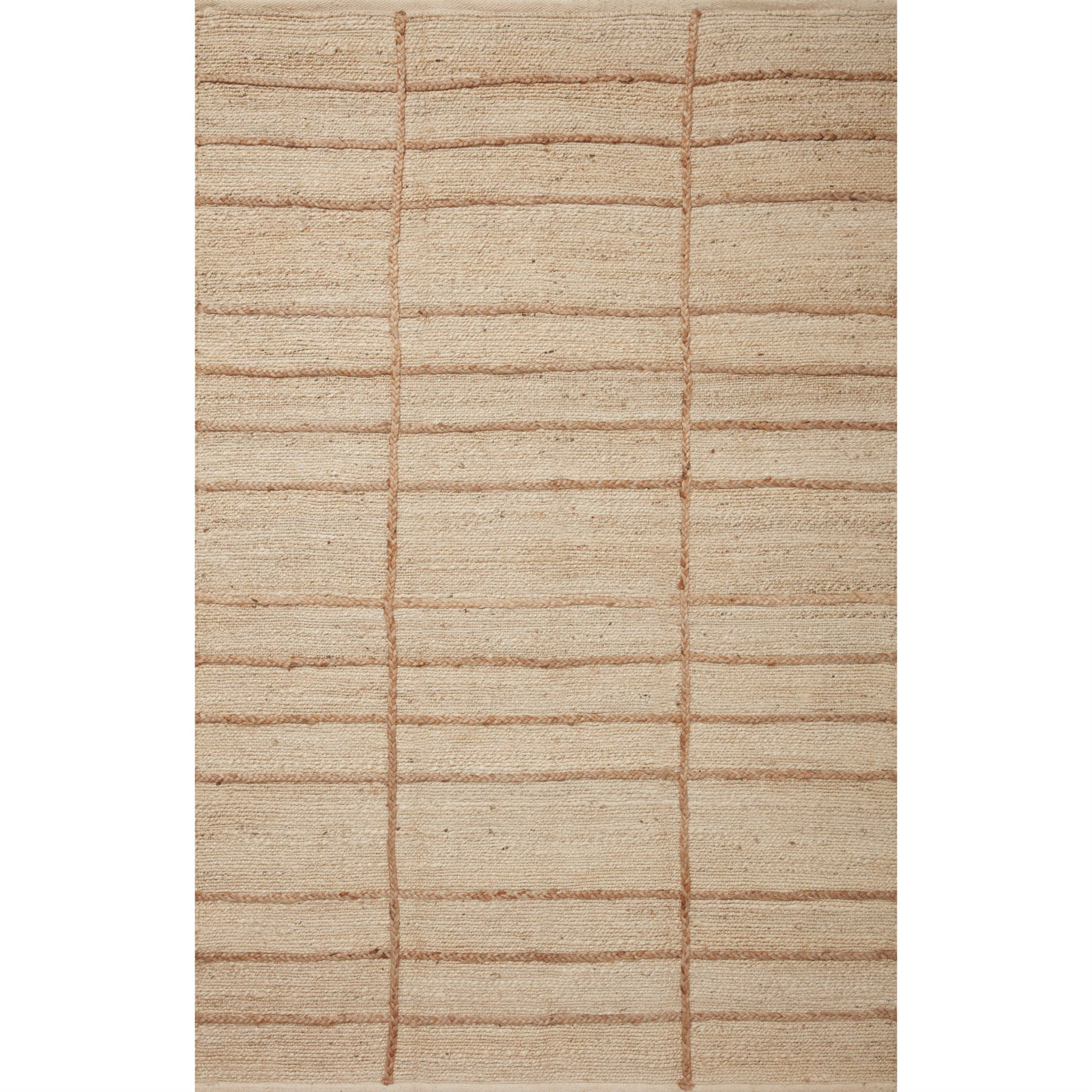 Bement Beige Brown Hand-Woven Geometric Jute Rug, Rectangle 2' x 5'