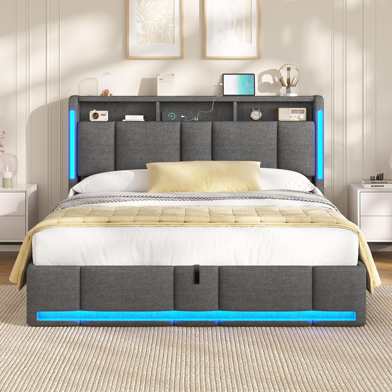 Ottoman Bed, Grey, Kingsize (5')