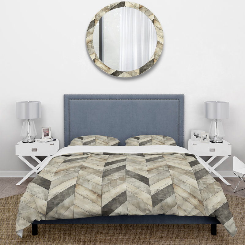 Ensemble de housse de couette traditionnelle à motif de chevrons gris I, Housse de couette très grand et 2 très grandes t