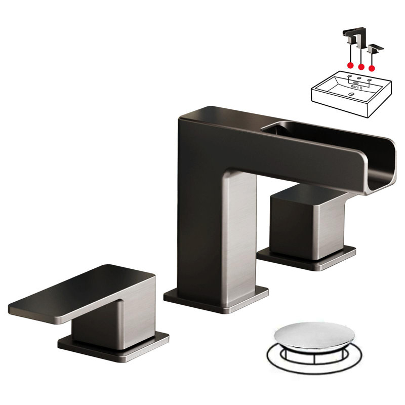 8 In. Widespread Double Handle Bathroom Faucet Set 3-Holes