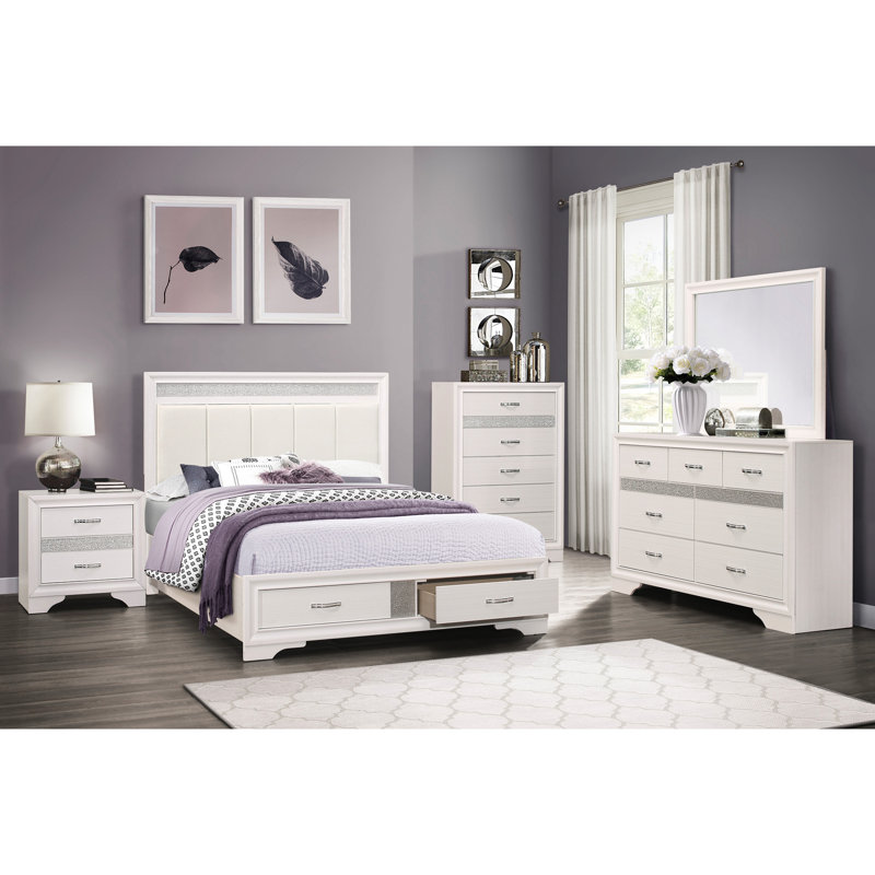 Mobilier de chambre à coucher moderne en bois avec lit escamotable et paillettes