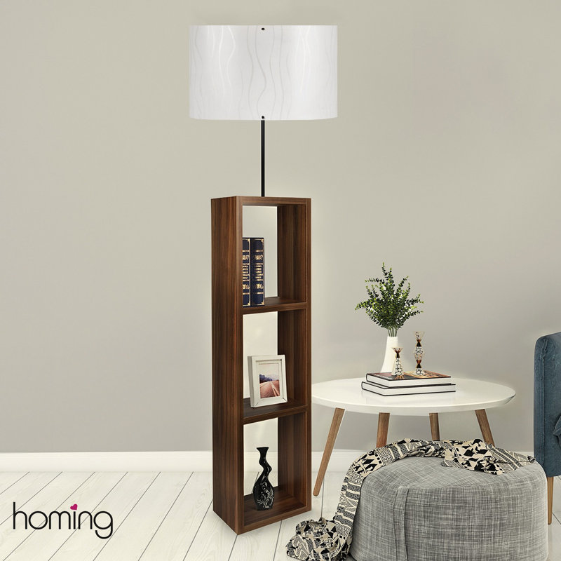 Lampe sur pied à colonne Rueter, Blanc, Brun, 59" H
