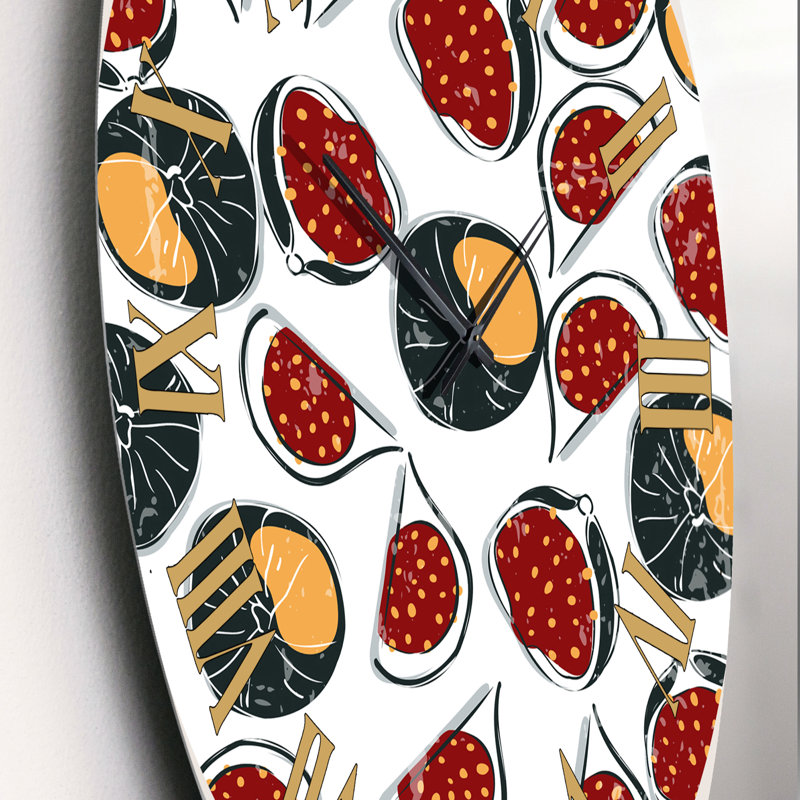 Fruit And Leaves Minimalism II - Mid-Century Modern Wall Clock 1, Small