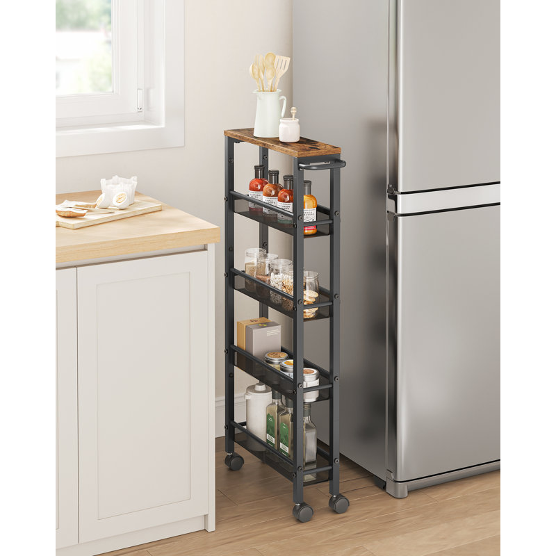 Chariot de rangement roulant, Brun rustique / noir classique, H 39,2 po x l 17,9 po x P 5,1 po