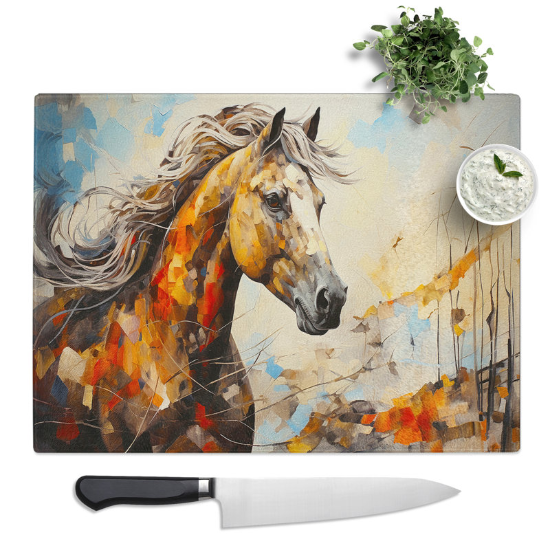 Horse Contemporary  Glass Chopping Board