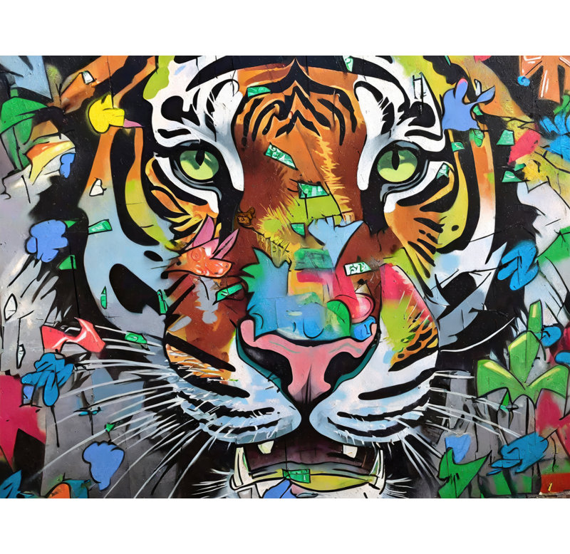«Tiger Graffitianimals» sur toile, H 15 po x l 18 po