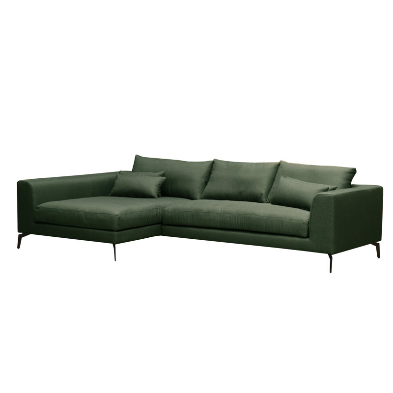 Cahoe Corner Sofa in Cord Fabric, Right Hand Facing, Polyester, Dark Green