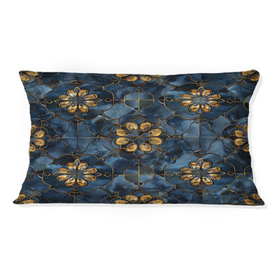 Coussin lombaire traditionnel bleu et doré