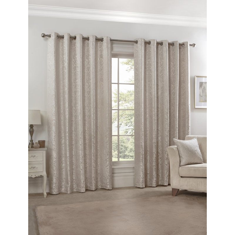 Eden Room Darkening Curtain Pair, Cream, 228 W x 228 D cm
