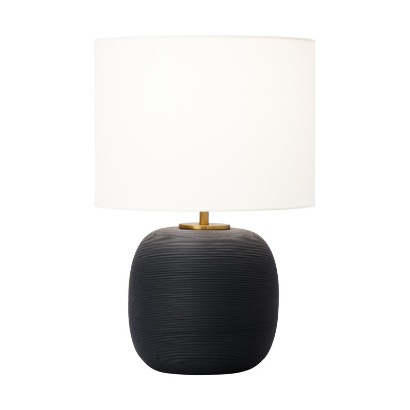 Matte White Ceramic Table Lamp with Linen Shade