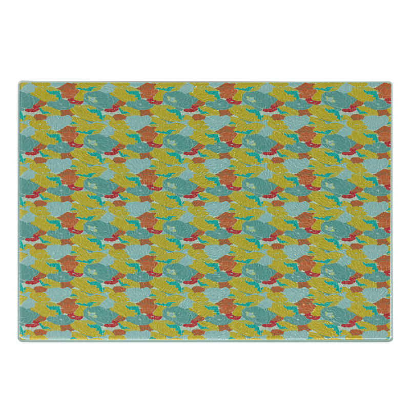 Ambesonne Colourful Tempered Glass Cutting Board Spring Nature Poppies Multicolor