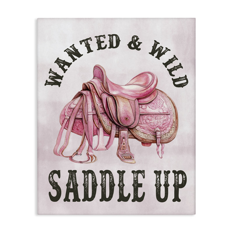 «Pink Saddle Up Cowgirl», art mural sur toile par lettré et doublé br-343_CN, H 40 po x l 30 po