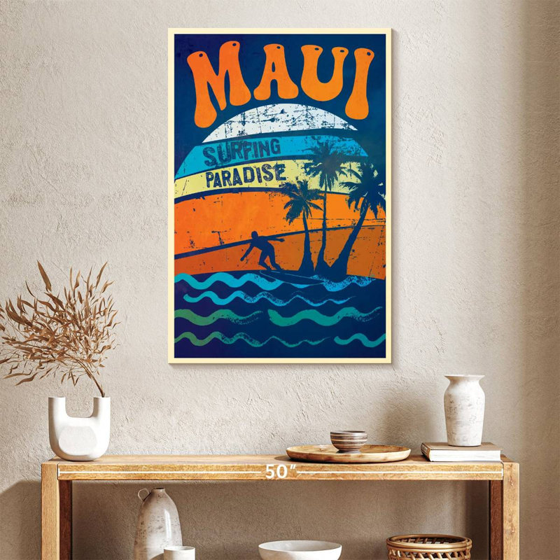 Maui Surfing Paradise sur toile, H 39 po x l 26 po x P 1,25 po