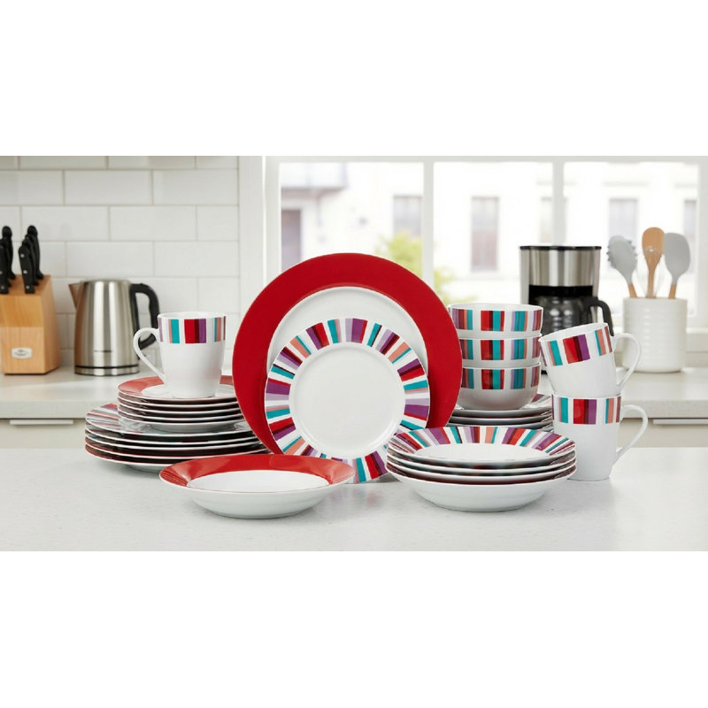 Waterside 24pc Modern Stripe Dinner set