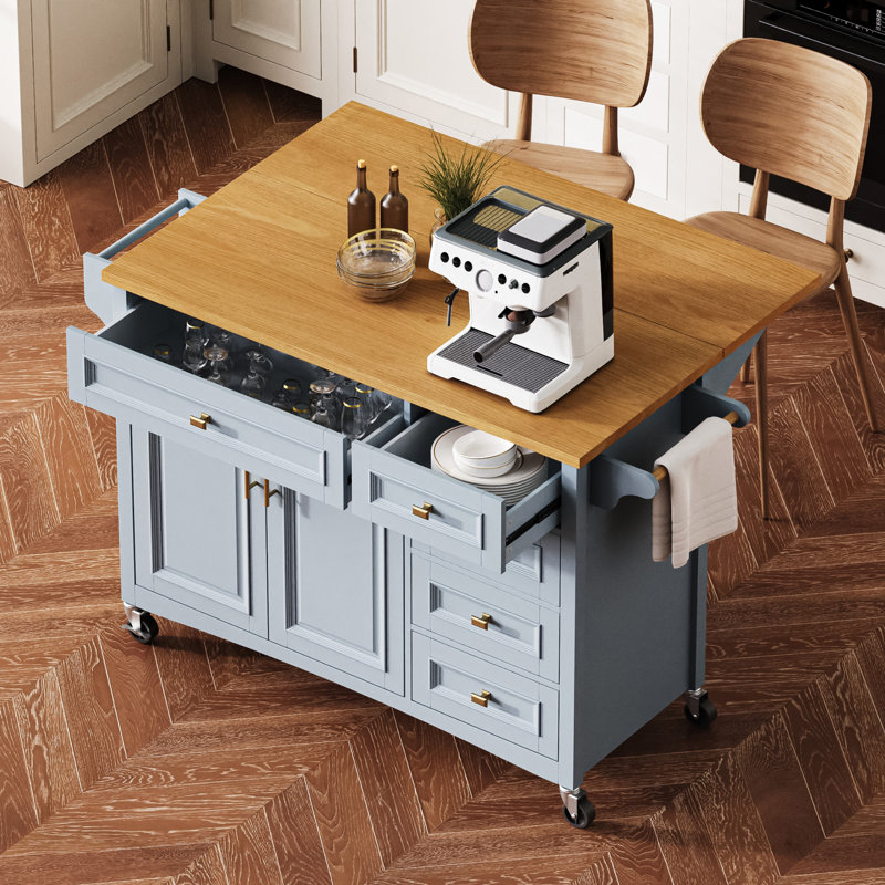 Îlot de cuisine 52 po avec abattant, Bleu