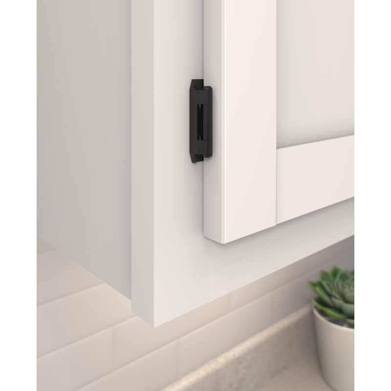 Charnière d'armoire noire démontable double 1/2 po (13 mm) - 1 paire, Noir mat