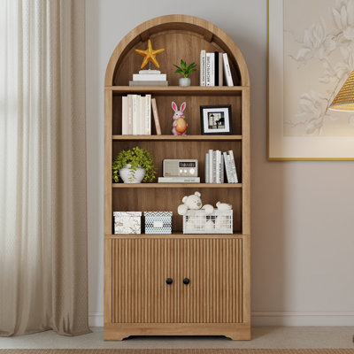 70.08" H x 31.5" W Arched Bookcase With Storage Cabinet