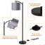 Lampe sur pied avec ampoule à DEL 3ct, abat-jour en lin gris pour le salon, lampe sur pied moderne pour les chambres à coucher