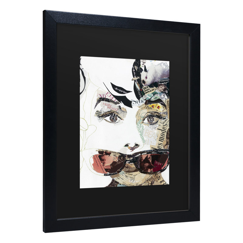 "Audrey" par Ines Kouidis - Reproduction d'art graphique sur toile encadrée, H 20 po x l 16 po x P 0,5 po, Noir