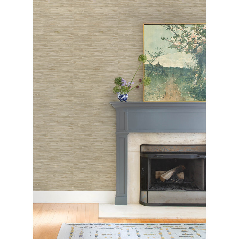 Exhale Light Brown Woven Faux Grasscloth Wallpaper, Brown
