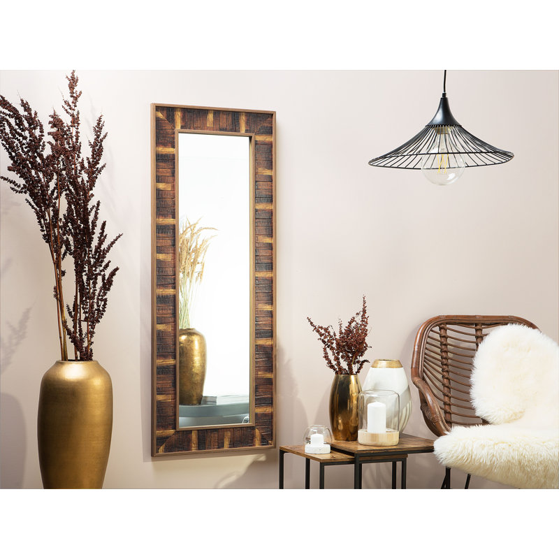 Jerrod Flat Wall Mirror, Dark Wood