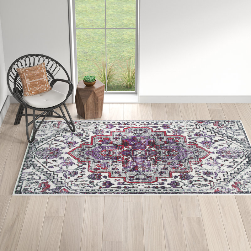 Tapis ivoire / mauve Lampeter, Rectangle 4 pi x 6 pi