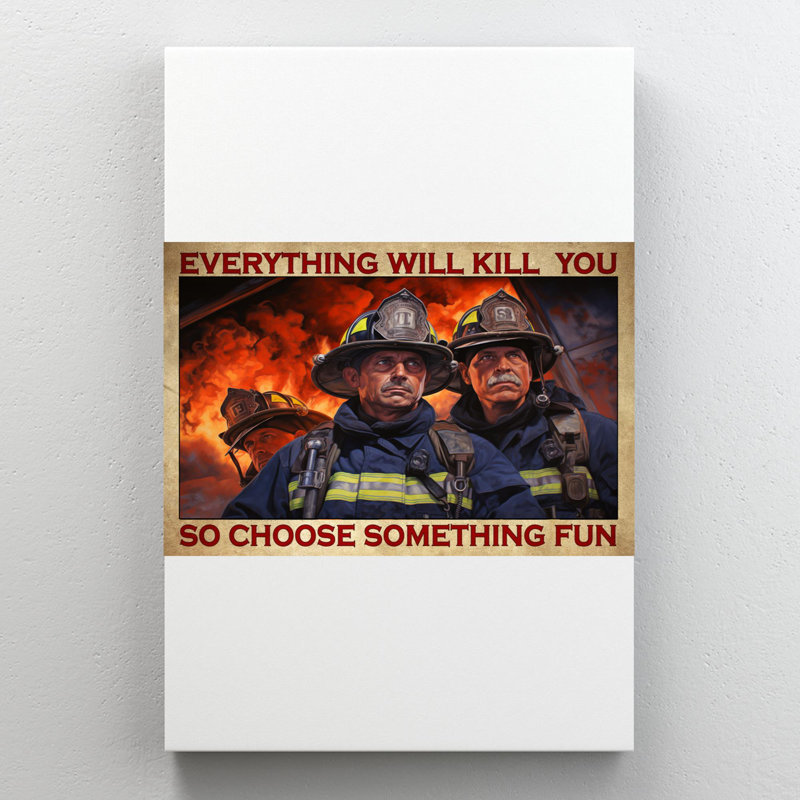 «Firefighter So Choisissez Quelque chose» - Reproduction d'art graphique rectangulaire sur toile tendue 1 pièce