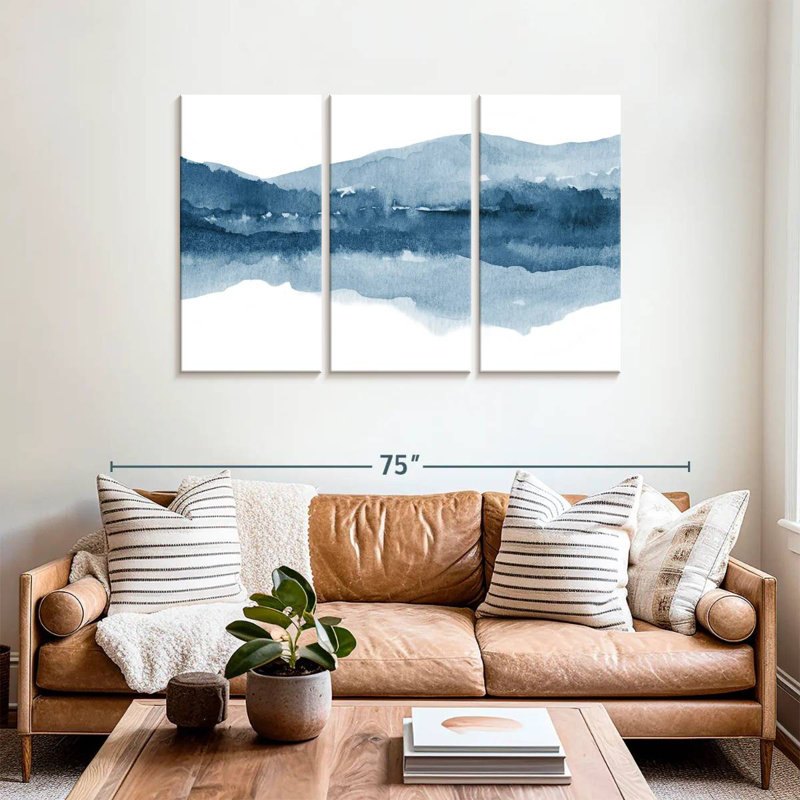 Aquarelle Avery, paysage bleu marine II, H 36 po x l 57 po