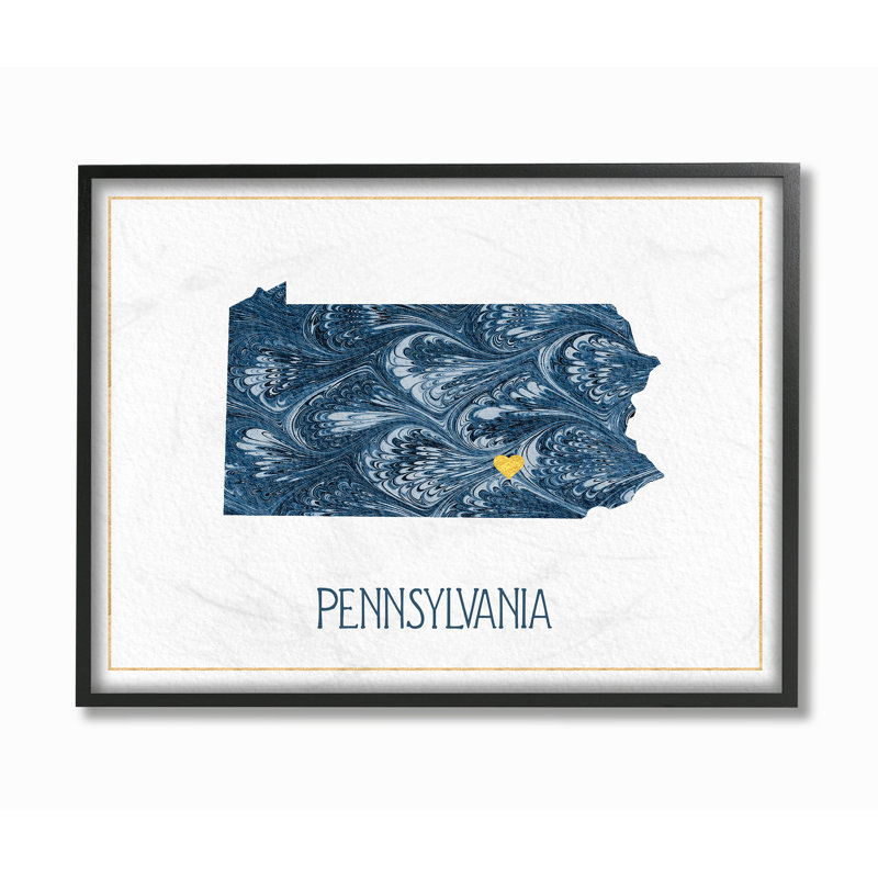 «Pennsylvania Minimal Blue Marbré Silhouette» par Daphne Polselli, impression, H 24 po x l 30 po x P 1,5 po