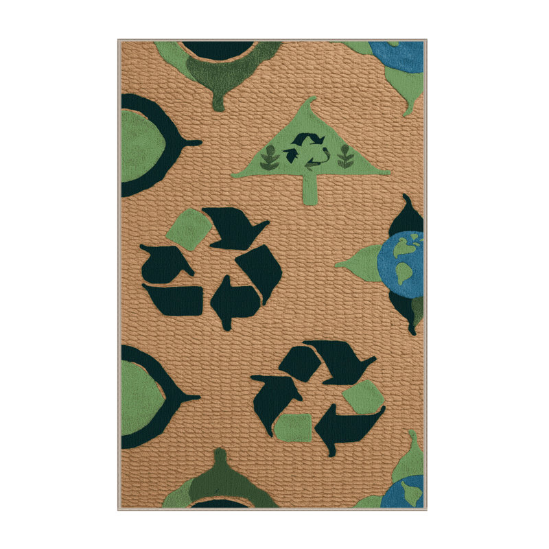 Machine Washable Transportation Brown Area Rug