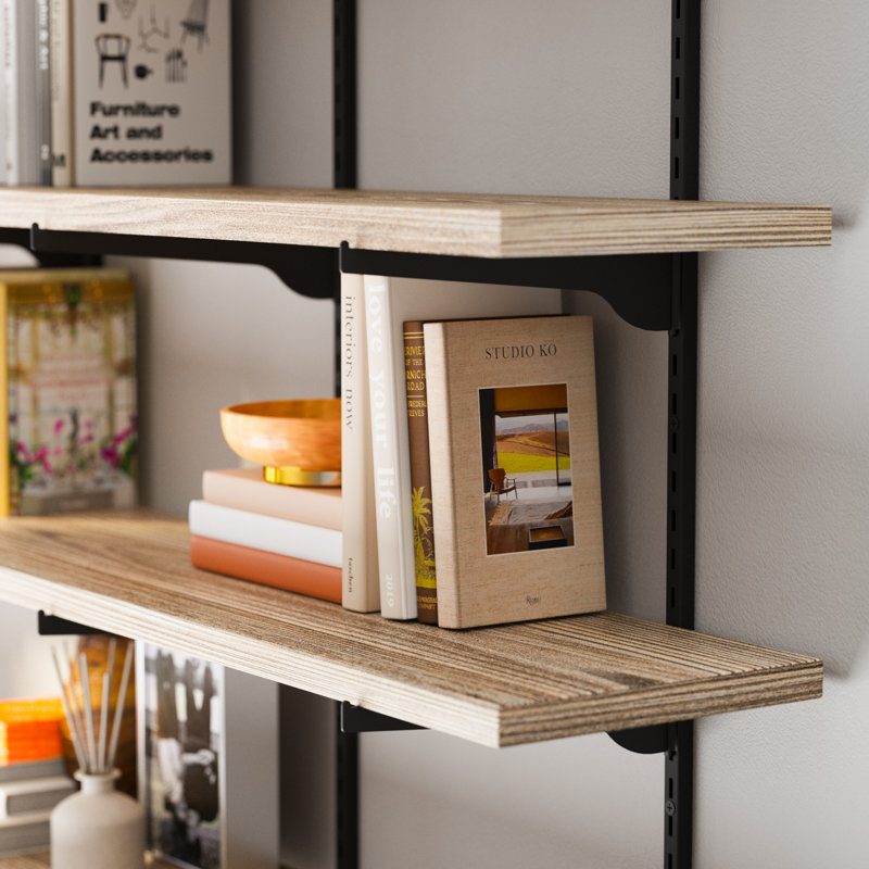 Étagère murale de 60 po de long, bibliothèque flottante avec supports réglables, planches de bois véritable de 10 po de profondeur et de 1 po d'épaisseur, tablette de ferme, décor de salon, tablette de rangement suspendue, brûlé, 4 niveaux