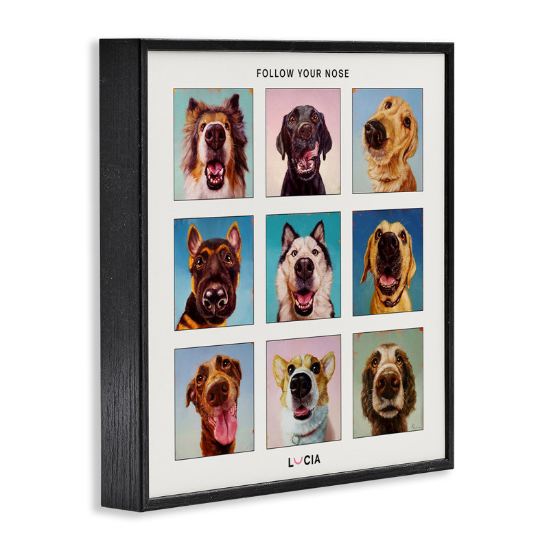 «Follow Your Nose Dogs», estampe numérique, design par Lucia Heffernan, Giclée encadrée noir minuit, H 12 po x l 12 po
