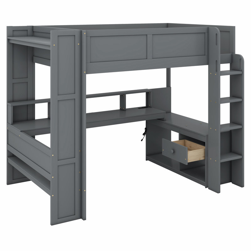 Jaylein Kids Loft Bed with Drawers, Full