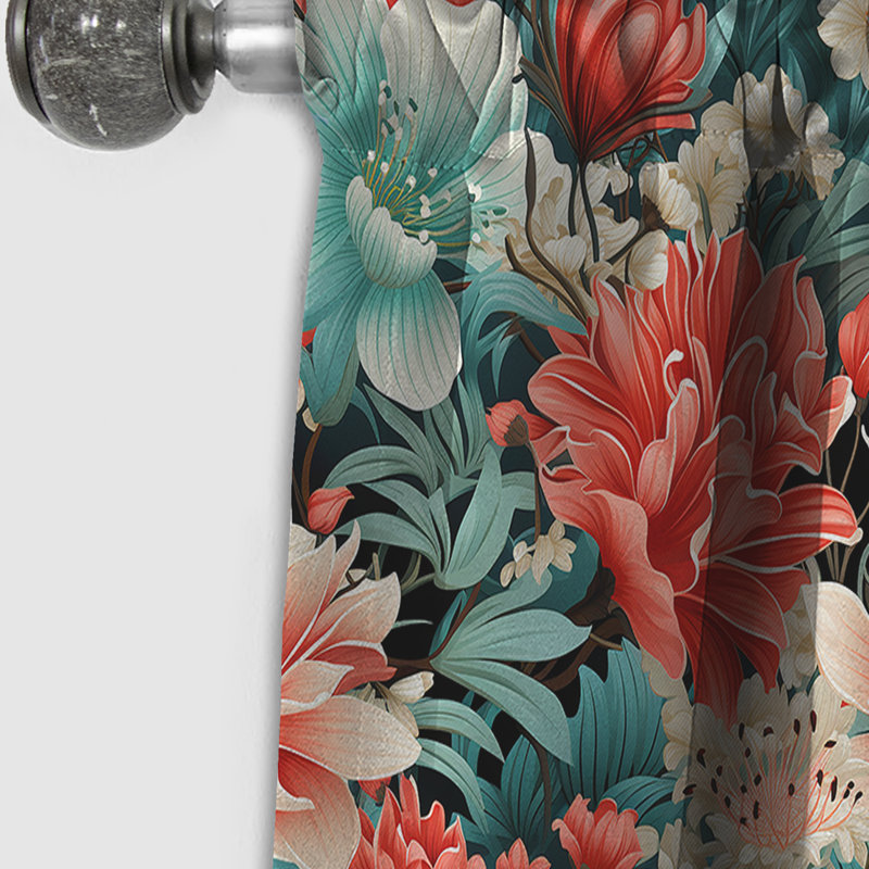 Lagune Serenade motif tropical II - Rideau floral - Rideau occultant floral - 1 panneau, L 52 po x L 95 po