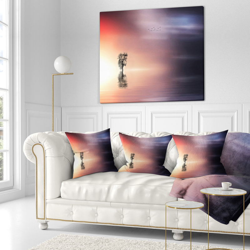 Coussin Lonely Tree and Birds, 16 po x 1 po, Carré