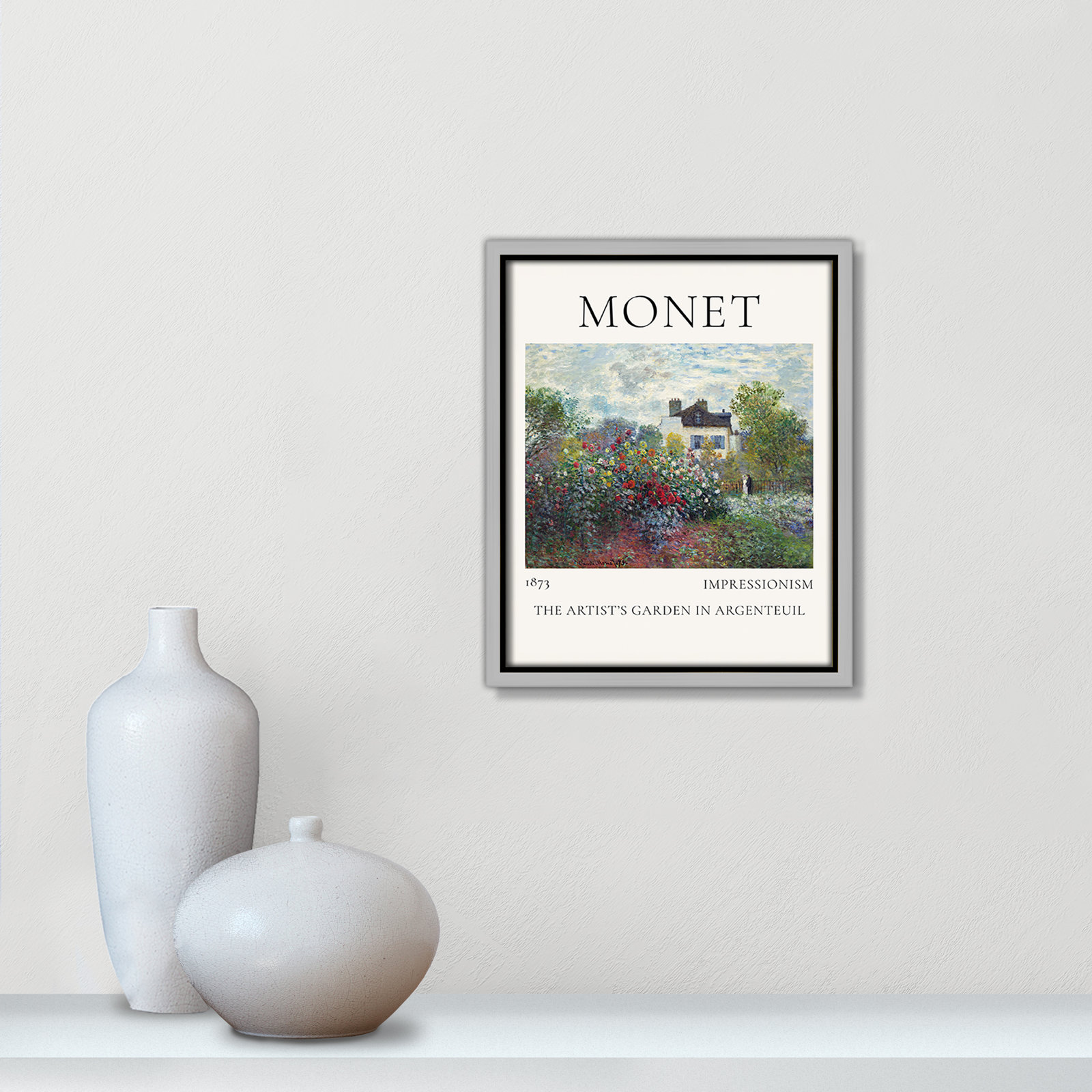 Rocchetto "Artists Garden in Argenteuil" Print, Silver Floater Frame, No, 11.5" H x 9.5" W x 2" D