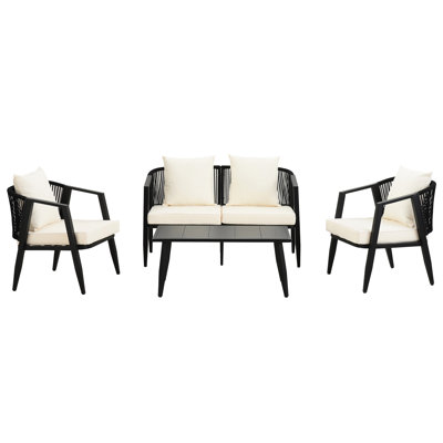 Iron Poolside Furniture With Comfortable Seating & Backrests Patio Chairs And Cushioning -