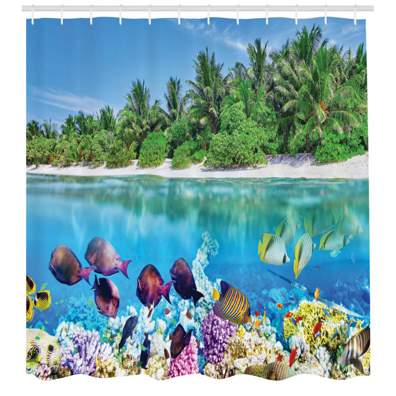 Shower Curtain with Hooks Included, 75" H x 69" W